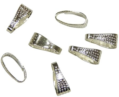 Perlin 20 Stück Anhängerschlaufe Ösen Anhänger Kettenverschluss Clip Collierschlaufen Kettenanhänger Verbinder Anhängeröse 8mm Bails (Tibet Silber)