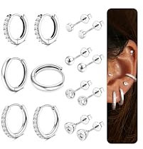 LOLIAS 925 Silber Ohrstecker und Creolen-Set für Damen - Hypoallergene Ohrringe