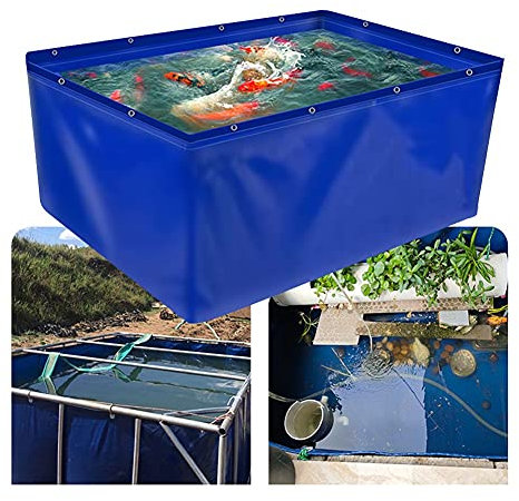 Acuario estanque de piscina con ojales de lona para pecera Koi Goldfish plegable peces cultivar jardín cubos de plástico azul 3 x 2 x 1 m