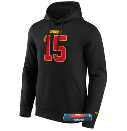 Kansas City Chiefs Hoodie MAHOMES Kapuzenpullover Herren NFL Fanartikel + Fanergy Traubenzucker (DE/NL/SE/PL, Alphanumerisch, XXL, Regular, Regular, Mahomes Schwarz)