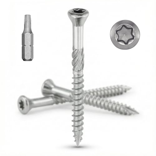 PRORAJE Vis de terrasse 5x50 mm INOX A4 Torx Ø 5 x 50mm LOT DE 800 Pcs | Tête Fraisée Réduite, Acier Inoxydable A4 (V4A/316), Pour l'Extérieur, Construction Bois, Jardin, Plancher, Embout TX inclus