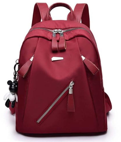 TEPPOIC Rucksack Damen, Mode Damen-Rucksack, leichte Nylon Rucksäcke Casual Daypack Anti-Diebstahl-Reisetasche (Red)