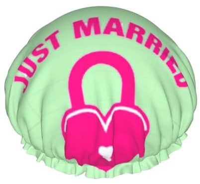 Just Married - Cuffia da doccia a doppio strato, riutilizzabile, leggera e morbida, da donna