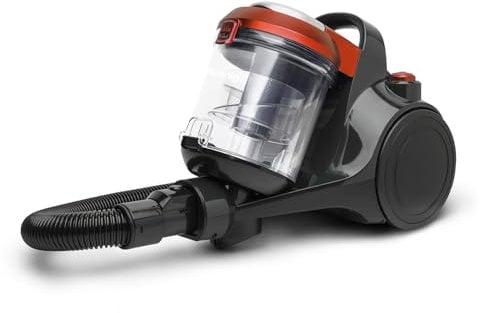 H.Koenig STC58 Aspirapolvere ciclonico a traino senza sacco, capacità 2,5L, potente 850 W, silenzioso, compatto, per pavimenti duri, tessuti e tappeti, spazzola per animali, filtro HEPA12, Rosso