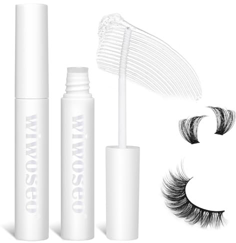 Wiwoseo Clear Lash Bond Super Strong Hold Waterproof White Adhesive for Strip and Individual Eyelashes - Fast Drying (5ml, Clear)