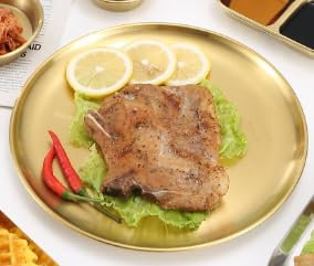 Lot de 6 assiettes en acier inoxydable doré : plat rond en acier inoxydable, assiettes de camping, assiettes de service, assiettes à pâtes, plateau rond, pour cuisine, camping, pique-nique, fête