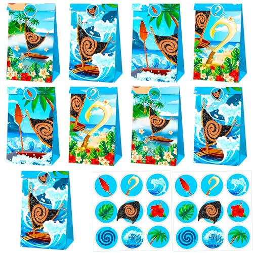 Lot de 12 sacs à friandises moana sacs à friandises pour la fête de l'océan fournitures de fête pour hawaii