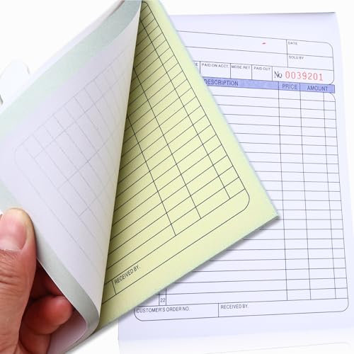 Rechnungsbücher, 52 g, selbstdurchschreibendes Kopierpapier, 50 Blatt pro Kopie, mit weißen und gelben Paaren auf der Innenseite, NCR-Doppelrechnungen, Buch für Buchhaltungszwecke, 2 Stück