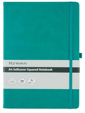 Ryman A4 Soft Cover Squared Notebook (Teal)