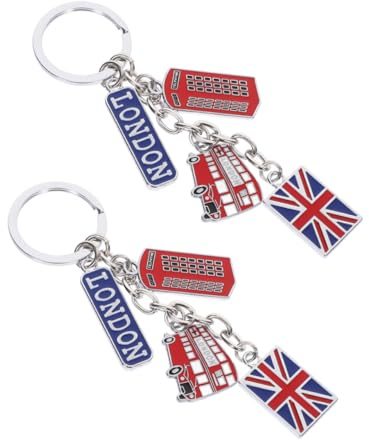 ORFOFE Schlüsselanhänger mit Gravur Personalisiert im Eleganten Britischen Stil 2 Stück aus Zinklegierung als Souvenir und Reiseanhänger für Handtaschen und Urlaub