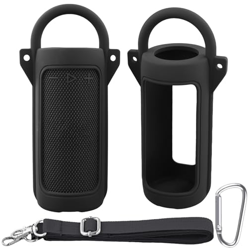co2CREA Silikonhülle Tragetasche für JBL Grip Bluetooth Lautsprecher | Leichte tragbare Silikon-Schutzhülle mit Karabiner und abnehmbarem Schultergurt