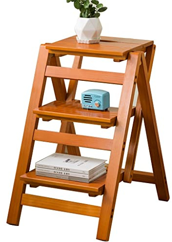 Marchepied pliable en bois – Échelle à 2 marches pour la cuisine et la maison – Design en bois robuste et élégant pour un accès facile et un rangement pratique