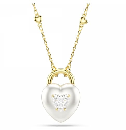 Swarovski Idyllia Anhänger, Verschiedene Schliffe, Herz, Weiß, Goldlegierungsschicht