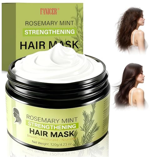 120ml Rosmarin Haarmaske,Rosemary Stärkende Haarmaske,glättende Pflegemaske für trockenes Haar,Intensiv Feuchtigkeitsspendend,Tiefenwirksam Reparatur & Für Alle Haartypen Geeignet