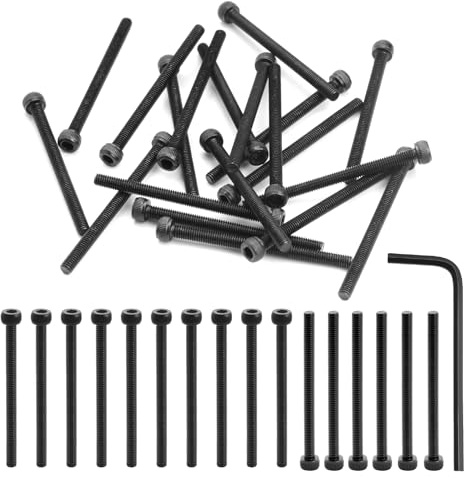 120 Pcs Set de Vis M3, Vis à Tête Cylindrique Creuse M3 x 40 mm, Boulons à Tête Cylindrique Creuse Entièrement filetées Noires, avec clé Allen