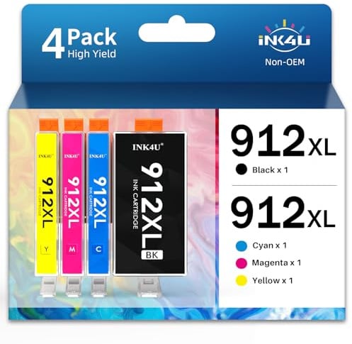 INK4U 912XL Multipack Patronen (Mit Chip) Kompatibel für HP 912XL Druckerpatronen 912 Tintenpatrone Kompatibel für HP Officejet 8012, 8014, 8015, 8017, OfficeJet Pro 8022, 8023, 8024, 8025 Drucker