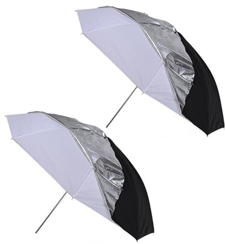 BOLLUMA 2 Pack Photo Studio 33in 84cm Reflective Soft Detached Umbrella with Removable Black and Silver Outer Layer, Professional Photography Umbrella for Video Studio Photo Shooting