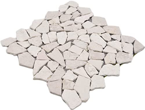 Mosaik Fliese Marmor Naturstein hellbeige Bruch Ciot Biancone für BODEN WAND BAD WC DUSCHE KÜCHE FLIESENSPIEGEL THEKENVERKLEIDUNG BADEWANNENVERKLEIDUNG Mosaikmatte Mosaikplatte