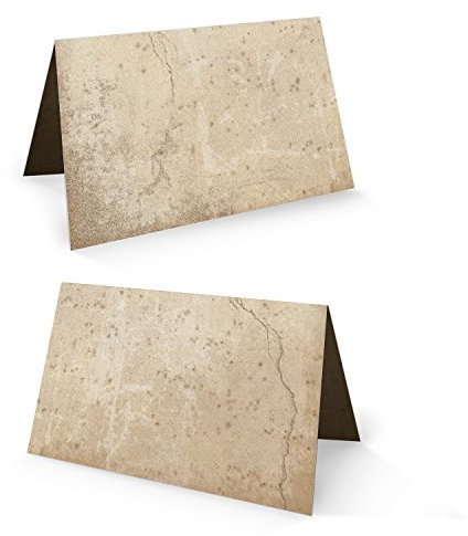 Logbuch-Verlag 50 Tischkarten vintage beige braun zum Beschriften Tischdeko Namensschild Buffet Schilder zum Beschriften