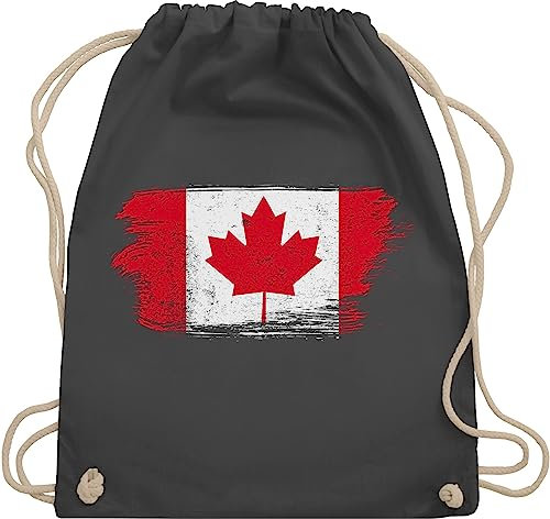 Turnbeutel Rucksack - Kinder Fahnen und Flaggen - Kanada Vintage - Unisize - Dunkelgrau - länder em beutel country canada juterucksack stadt blatt stoffbeutel städte flagge sportbeutel