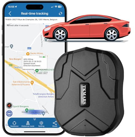 TKMARS GPS Tracker Car Tracker Magnet Anti-theft Real-Time Tracker Device 5000mah Battery GPS Locator Waterproof for Vehicle Car Truck No Subscriptiob TK905