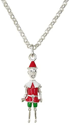 Collana con ciondolo a forma di PINOCCHIO in ARGENTO 925 con smalto