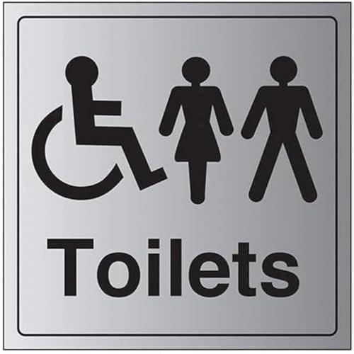 V Safety General Door-Disabled/Gents/Ladies Toilet Sign - 150mm x 150mm - Self Adhesive Alu Effect