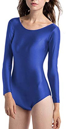 Mallot Ballett Tanz Damen Langarm Rundhals, Blau Large