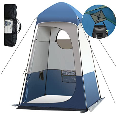 Outdoor Privacy Tent Shower Tent Dressing Tent, Waterproof Portable Up Toilet Tents for Camping, Beach Changing Room Shelter Canopy, 160*160*240 CM, with Hook Can Hanging 20L Shower Bag (blue)