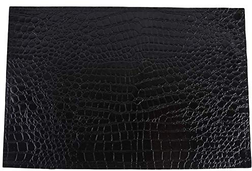 Bento Kunstleder Tischsets in Kroko Optik Leder Platzsets Waschbare Premium Tischsetsabwischbar Pflegeleicht Leder Krokoprint (4Blatt),Schwarz