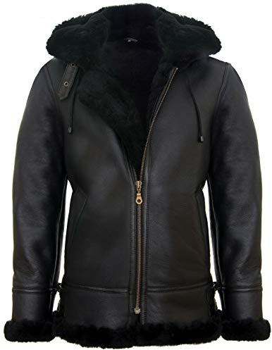 Infinity Leather Herrenjacke Echtleder Schaffell Aviator Piloten Design Bomber B3 Still Braun Ingwer