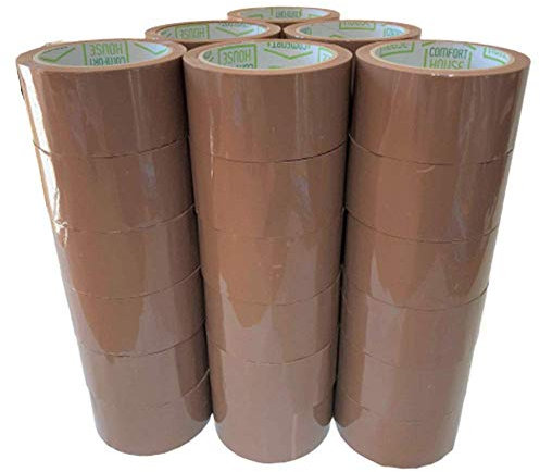 COM-FORT HOUSE | Cinta Adhesiva | Color Marrón | Cinta para Embalar | Perfecta para Envíos y Mudanzas | Cinta Adhesiva para paquetes | 48mm x 132m | Pack de 36 unidades |