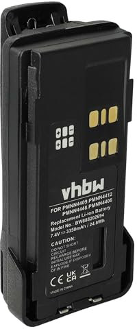 vhbw 1x batteria compatibile con Motorola DP4800, DP4601, DP4600, DP4401, DP4801 radio (3350mAh, 7,4V, Li-Ion) + clip