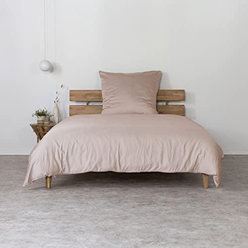 AGA.PIE Bambus Lyocell Bettwäsche-Set 155x220 + 80x80 cm - Beige, 100% Bio Oeko-Tex 100, für Allergiker, Antibakteriell, Ganzjahres-Bettwäsche, Atmungsaktiv, Geruchshemmend, Besonders sanft