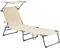[en.casa] Sonnenliege mit Dach Getaria Liegestuhl klappbar Strandliege bis 115 kg Gartenliege mit Rückenlehne verstellbar Stahlgestell Beige