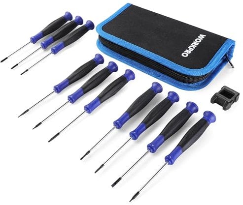 WORKPRO Precision Screwdriver Set 10-Piece, Cr-V Steel Small Screwdrivers Set, with Phillips, Slotted and Torx Tip, Organized in Zip Case, Ideal for Watch, Laptop