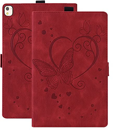Rosbtib Coque pour iPad 9ème/8ème/7ème Génération 10,2 Pouces 2021/2020/2019 Doux PU Cuir Cover Case Stand Etui Flip Housse avec Fonction Veille/Réveil Automatique pour iPad 7/8/9 10,2 Pouces, Rouge