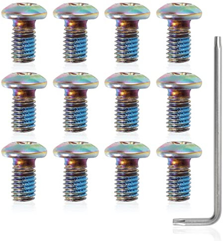SPEEDWOX 12 Pcs Bicycle Rotor Screws, Disc Brake Rotor Bolts M5x10mm, MTB Rotor Bolts Colorful with T25 Star Wrench for Road Bike Mountain Bike