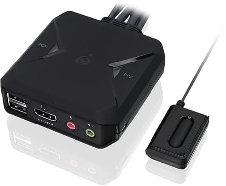 IOGEAR KVM Switch HDMI 4K@60Hz USB Commutateur KVM avec câble et télécommande, Plug-n-Play, partage de périphériques USB et connexions audio, compatible avec Windows, Mac et Linux