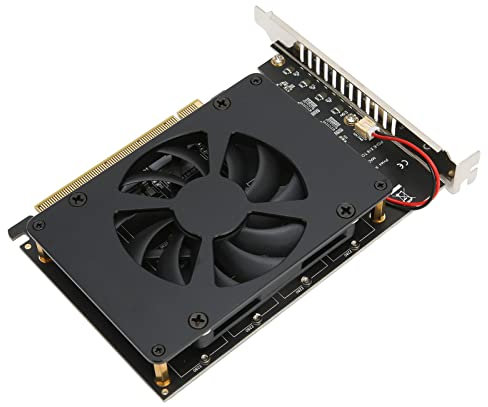 ASHATA M.2 NVME zu PCIe Adapter, PCIe 4.0 X16 zu 4 Port M.2 NVMe Konverterkarte mit Kühlkörper für M.2 (M Key) NVMe 2230/2242/2260/2280, für Windows PC Installation