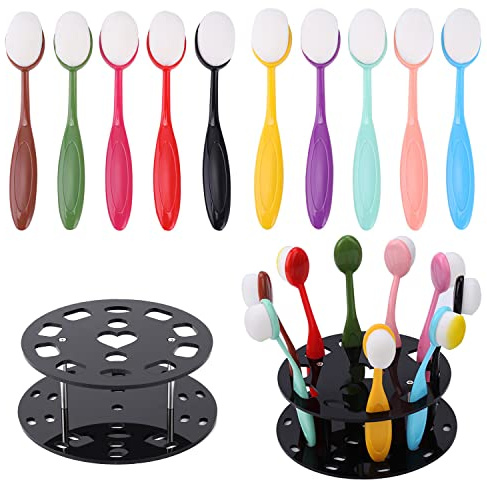 OTCRAFT 10 x große Tintenmischpinsel mit 10 Pinseldeckel und rundem Pinselhalter, Verpackungs-Set für Scrapbooking, Hintergrundkarten, Vorlagen, Kartenherstellung, Papier, Basteln, Hintergrundmalerei
