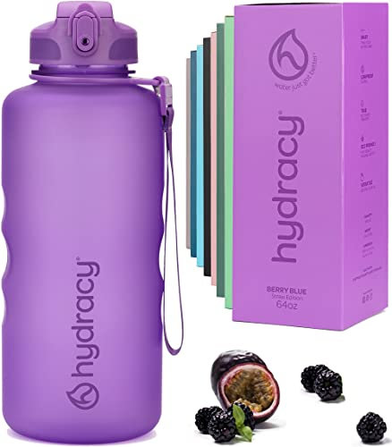 Hydracy Trinkflasche mit Strohhalm und Zeitmarkierung - 2L Wasserflasche - BPA-freie Trinkflasche - Auslaufsichere Sportflasche - Kondensationsfrei für Sport und Outdoor