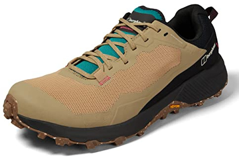 Berghaus Men's Revolute Active Walking Hiking Trail Shoes | Waterproof | Breathable | Durable | Vibram Rubber Sole, Natural/Turquoise, 8 UK