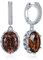 JewelryPalace Ovalschliff 7.2ct Echt Rauchquarz Ohrhänger Silber 925 Damen, Braun Naturstein Schmuck Set, Ohrringe Silber Edelstein Mädchen, Creolen Silber Modeschmuck mit Stein für Frauen Geschenke