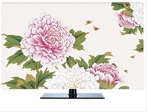 19 - 80 22 Inch 75 Inch Screen TV Cover Decorative Hood Curtain Painting Locus Waterproof Green Blue Tv cover (Color : Pink, Specification : 60)