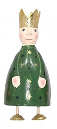 ETC putzige kleine Dekofigur König zum Stellen in weinrot und tannengrün mit goldenen Sternchen und goldenen Kronen aus Metall (tannengrün)