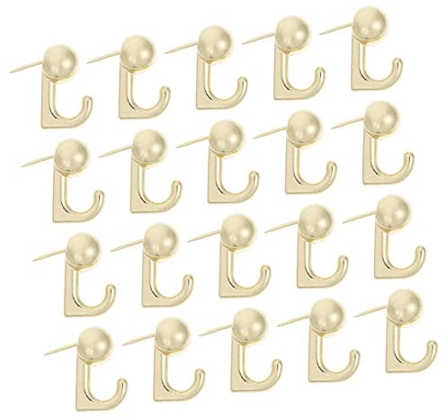HONMEET 20pcs Gold Metal Push Pin Hooks Zinc Alloy Thumb Tacks for Bulletin Boards Cork Boards Wall Mounting Organizer