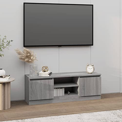 Revera TV-Ständer mit Tür grau Sonoma 102x30x36cm