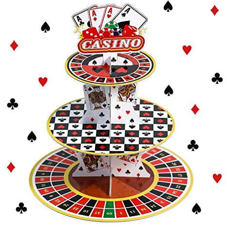 Casino Cupcake Ständer 3 Etagen für 24 Cupcakes Poker Würfel Thema Karton Kuchen Dessert Halter Turm für Las Vegas Nacht Party Dekoration Casino Dekorationen Erwachsene Geburtstag Casino Themed Party