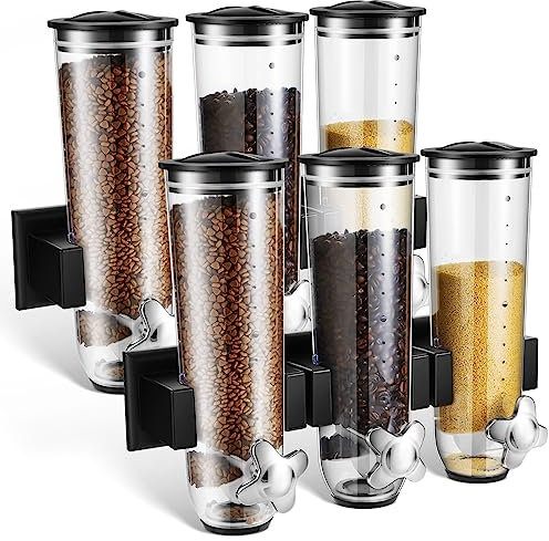 Umigy 2 Stück Müsli-Spender, Wandmontage, dreifacher Trockenfutterspender, Snacks, Süßigkeitenspender, Maschine, Wandhalterung, Müsli-Aufbewahrungsbehälter für Speisekammer, Kaffee, 1.1 l